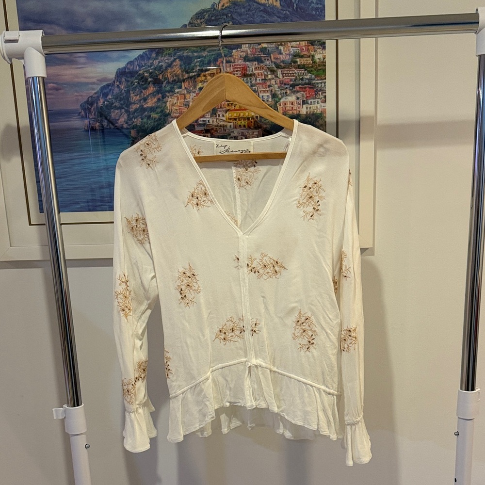 Vintage havana Cream Floral Long Sleeve Top size S